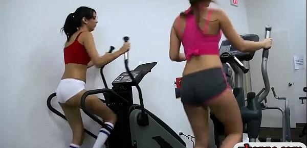  Group of new amateur college rushes make out in the gym